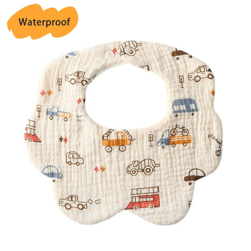 Multi-Layered Waterproof Baby Bib – 7-Layer Soft Cotton Collar Bib with 38 Cute Print Designs for Infants & Toddlers