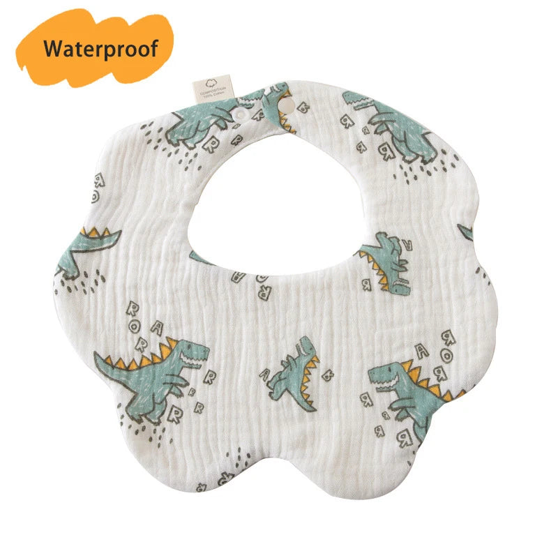 Multi-Layered Waterproof Baby Bib – 7-Layer Soft Cotton Collar Bib with 38 Cute Print Designs for Infants & Toddlers