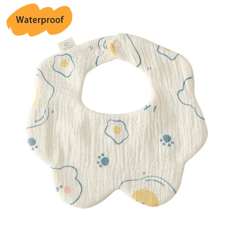 Multi-Layered Waterproof Baby Bib – 7-Layer Soft Cotton Collar Bib with 38 Cute Print Designs for Infants & Toddlers