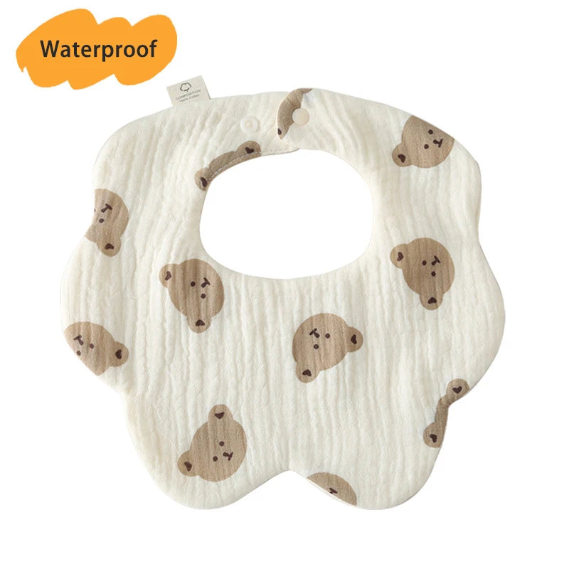 Multi-Layered Waterproof Baby Bib – 7-Layer Soft Cotton Collar Bib with 38 Cute Print Designs for Infants & Toddlers