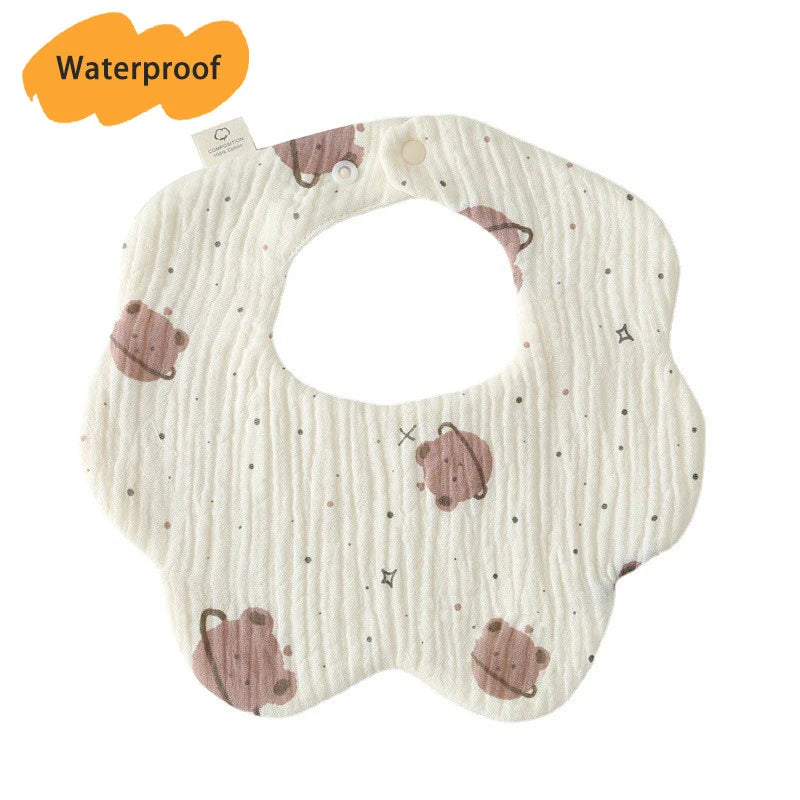 Multi-Layered Waterproof Baby Bib – 7-Layer Soft Cotton Collar Bib with 38 Cute Print Designs for Infants & Toddlers