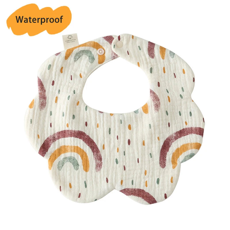Multi-Layered Waterproof Baby Bib – 7-Layer Soft Cotton Collar Bib with 38 Cute Print Designs for Infants & Toddlers