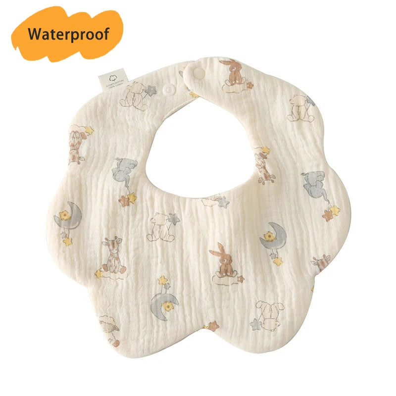 Multi-Layered Waterproof Baby Bib – 7-Layer Soft Cotton Collar Bib with 38 Cute Print Designs for Infants & Toddlers