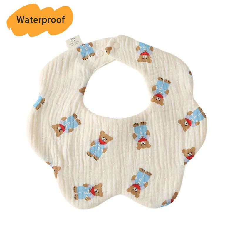 Multi-Layered Waterproof Baby Bib – 7-Layer Soft Cotton Collar Bib with 38 Cute Print Designs for Infants & Toddlers