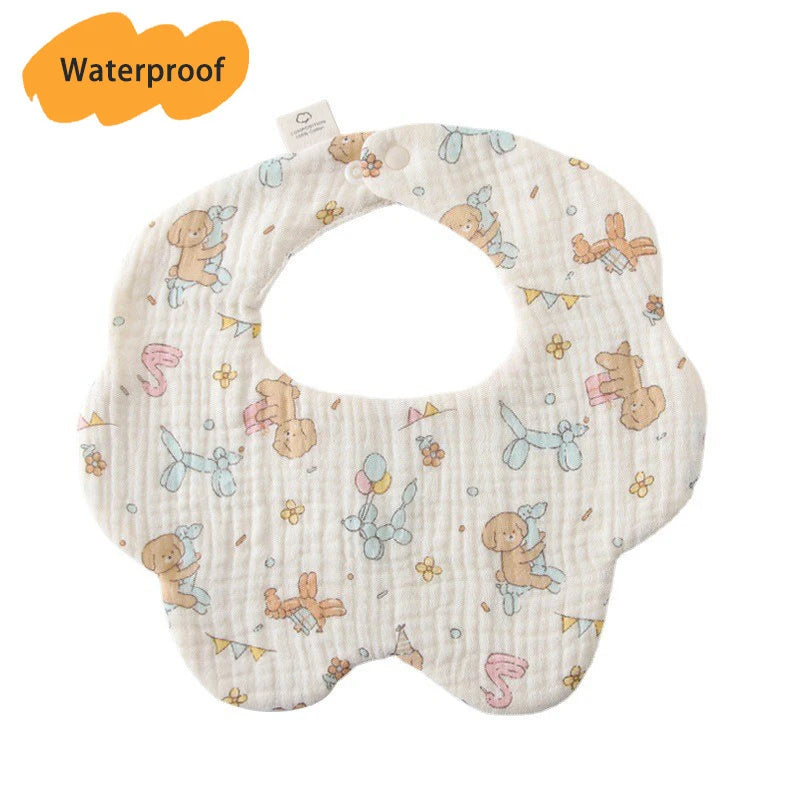 Multi-Layered Waterproof Baby Bib – 7-Layer Soft Cotton Collar Bib with 38 Cute Print Designs for Infants & Toddlers