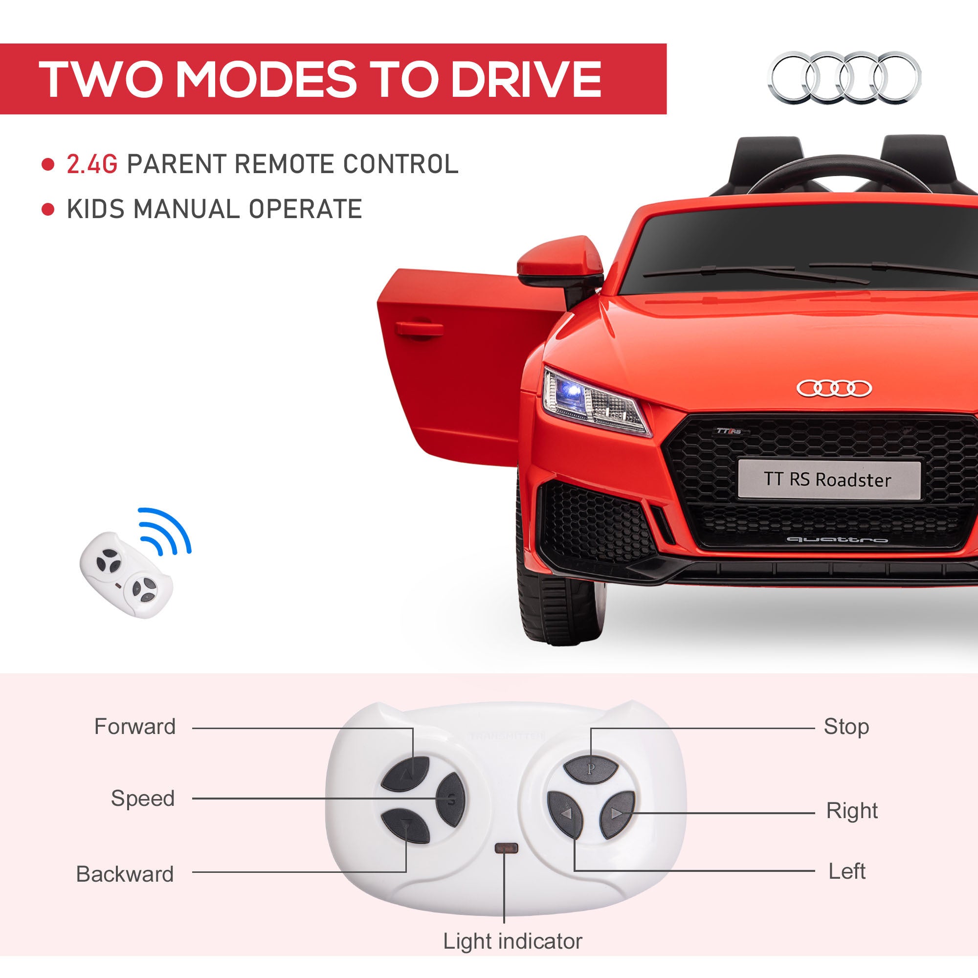 Aosom Licensed Audi TT RS 6V Kids Ride-On Car – Red