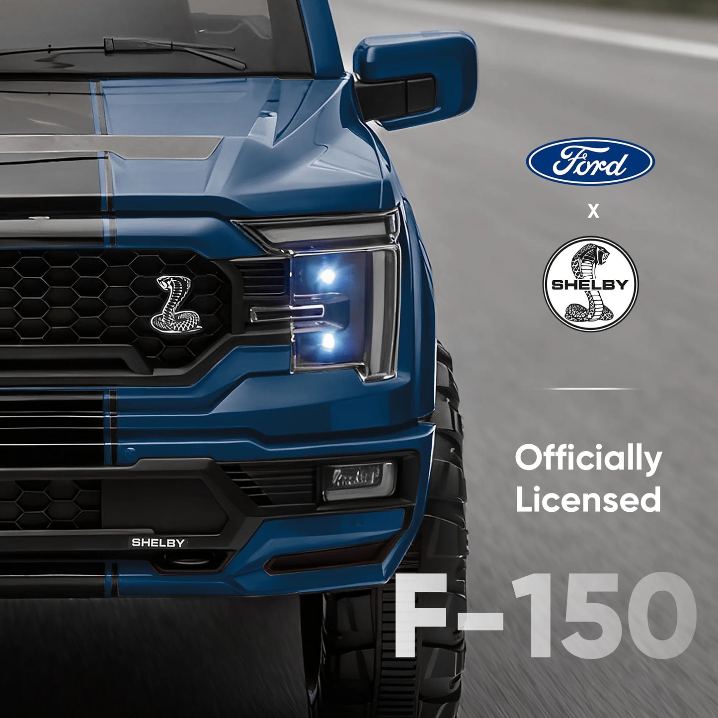 Exciting Ford-Shelby F-150 12V Electric Ride-On Truck for Kids - Blue with Remote Control and 2-Hour Drive Time