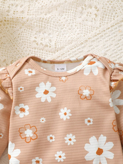 Children's Ruffled Floral Bodysuit and Bloomer, Headband Set - The Little Big Store