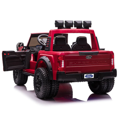 CrimsonCruise™ Ford F450 24V Kids Ride-On Truck 🚗🔥 – Bold Cherry Red with R/C Parental Control!