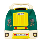 Front view of green engine repair workshop with closed hood