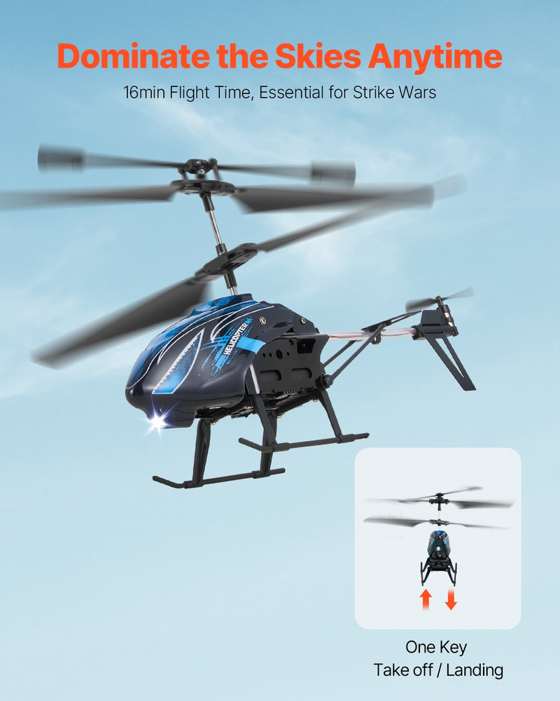 SkyRanger™ RC Helicopter – 2.4GHz Remote Control Flying Copter with Altitude Hold, LED Lights & 16-Min Flight Time