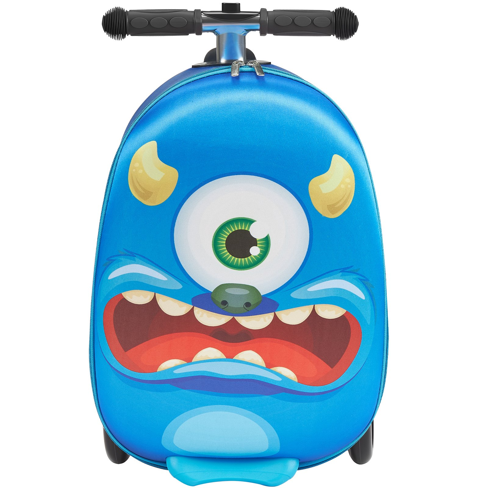 Ride-on Luggage, 20 L Capacity, 20 Inches Kids Scooter Suitcase with Flash PU Wheels, Adjustable Handle & TPR Non-Slip Grip, Foldable & Lightweight Scooter Luggage for Kids Aged 5+, Blue