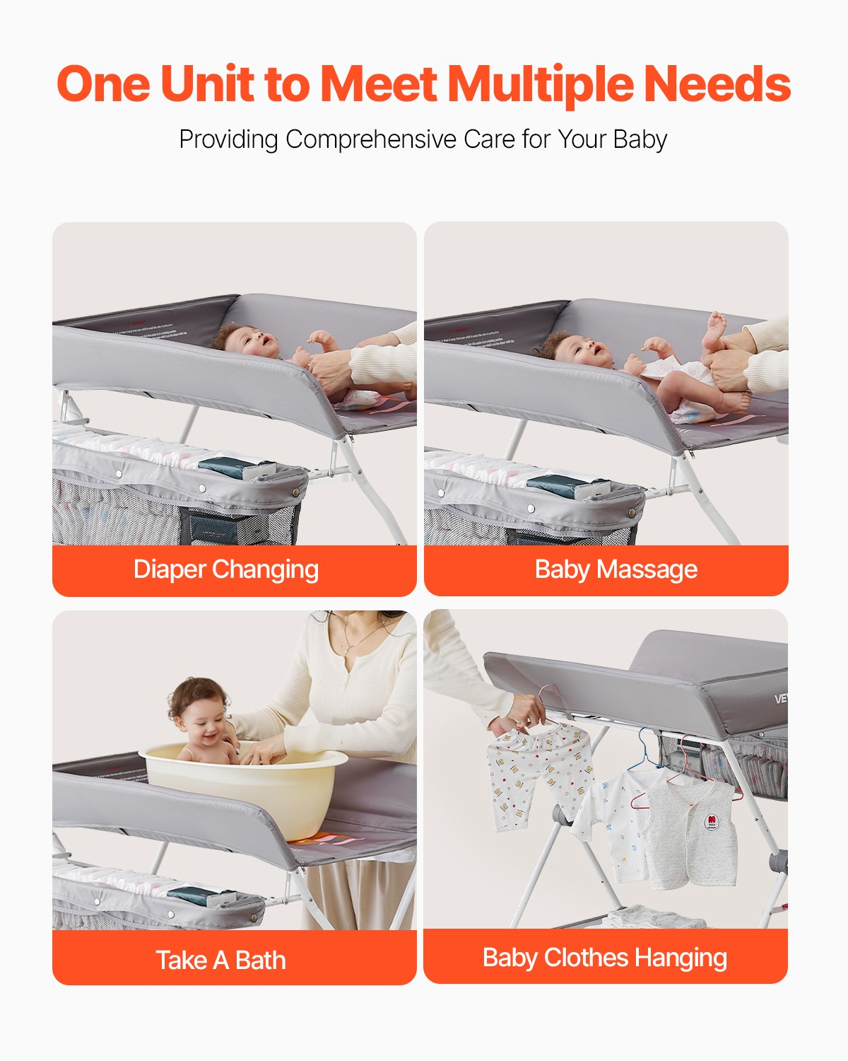 Foldable Baby Changing Table with Storage Basket – Adjustable Height
