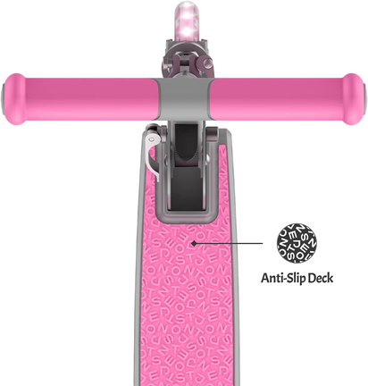 Leo Folding Kick Scooter - Vibrant Pink with Light-Up Wheels, Adjustable Handlebar & Easy Folding Design for Kids 5+