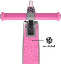 Leo Folding Kick Scooter - Vibrant Pink with Light-Up Wheels, Adjustable Handlebar & Easy Folding Design for Kids 5+