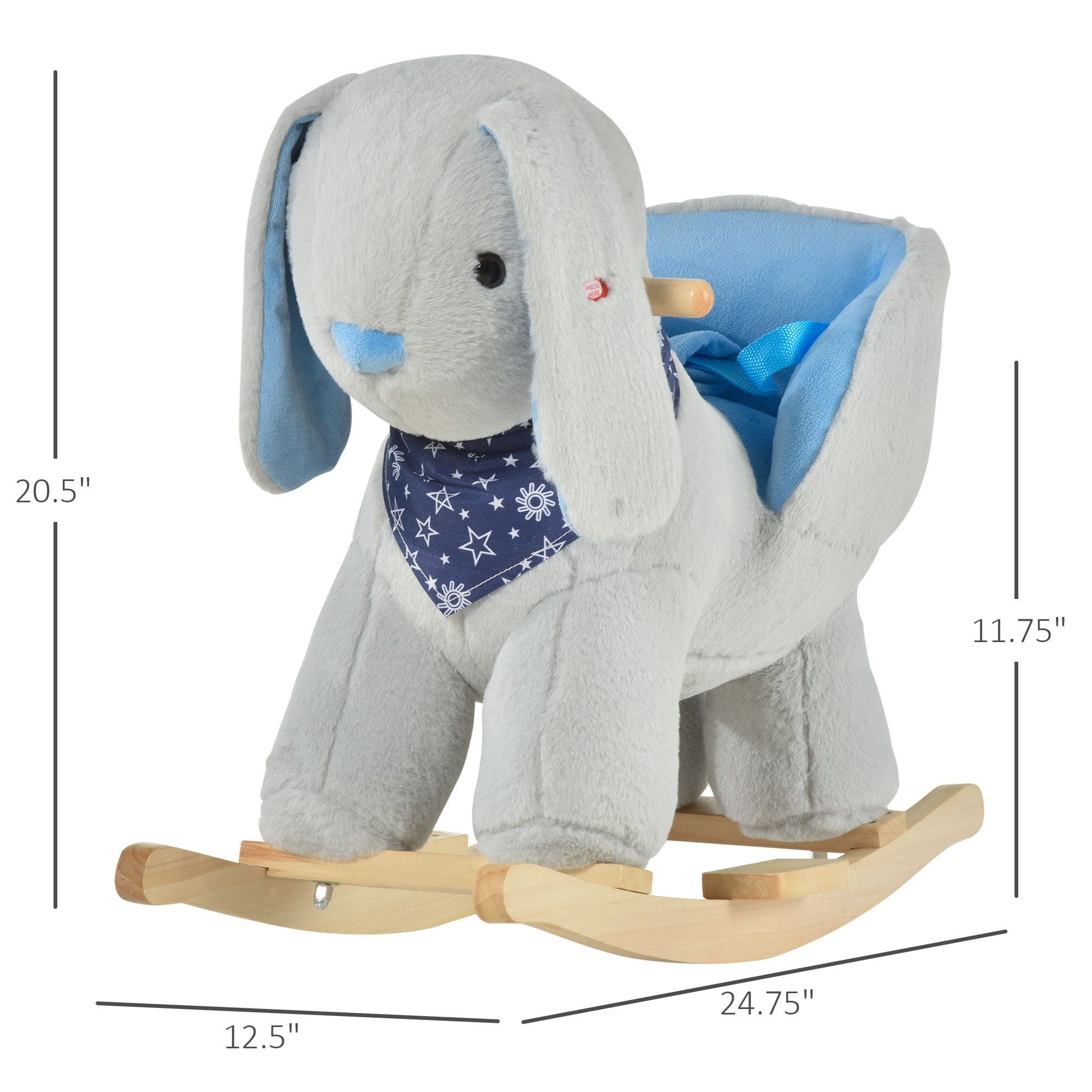 Kids Ride-On Rocking Horse Toy Bunny Rocker with Fun Play Music & Soft Plush Fabric for Children 18-36 Months - The Little Big Store
