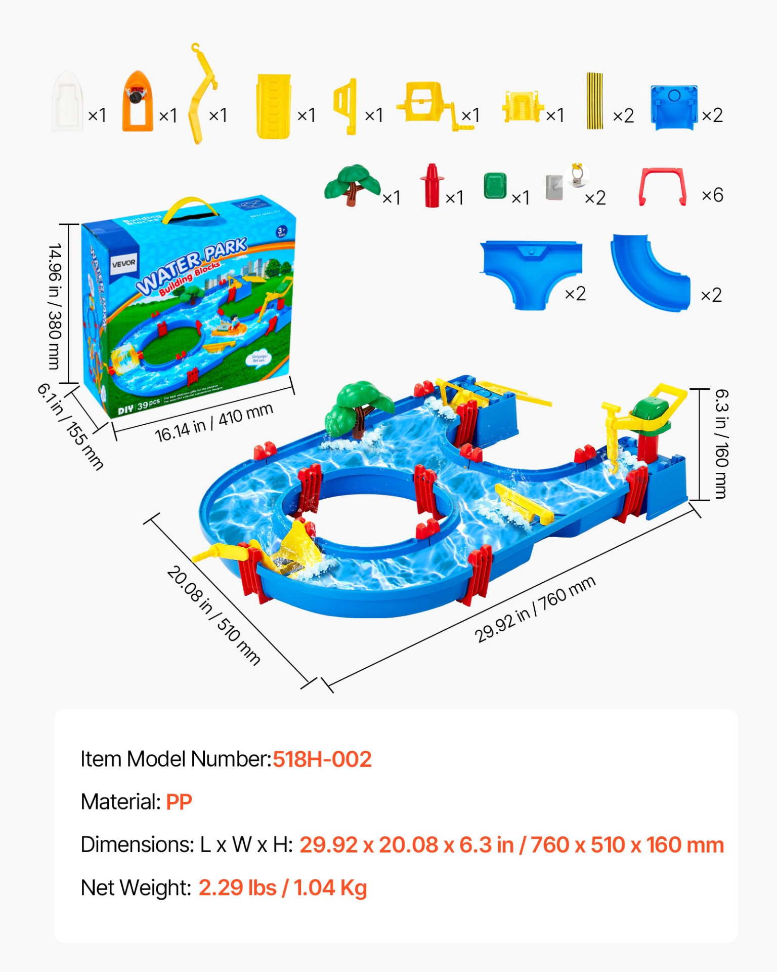 Kids Water Table Playset – Outdoor Sensory Activity Table with 39 Accessories