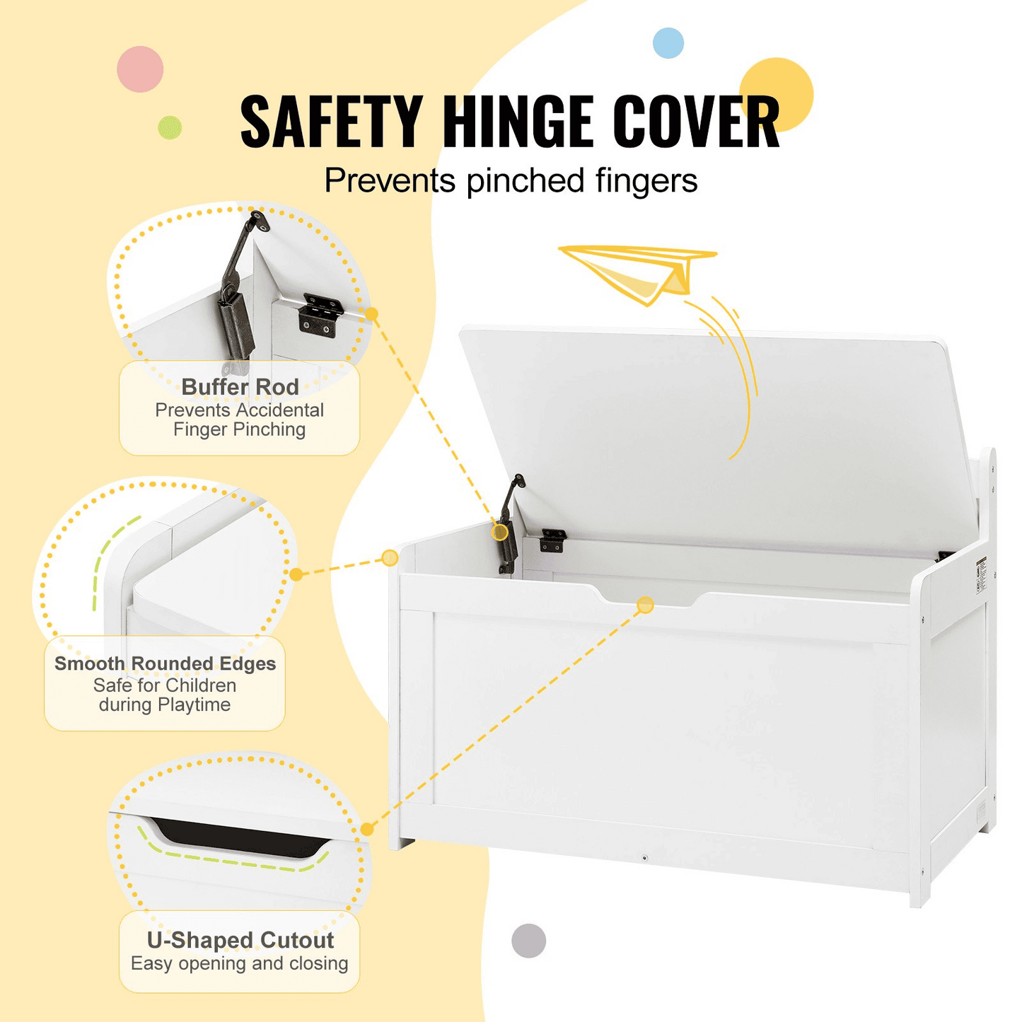 VEVOR Kids Toy Storage Bench Wooden Toy Box Chest 32.68 x 17.91 x 24.02" White - The Little Big Store