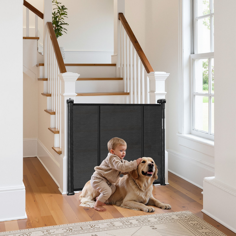 Retractable Baby Gate 34 Inch Tall – Extra Wide Mesh Safety Gate