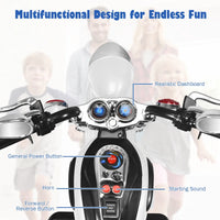 3 Wheel Kids Ride on Motorcycle 6V Battery Powered Electric Toy White