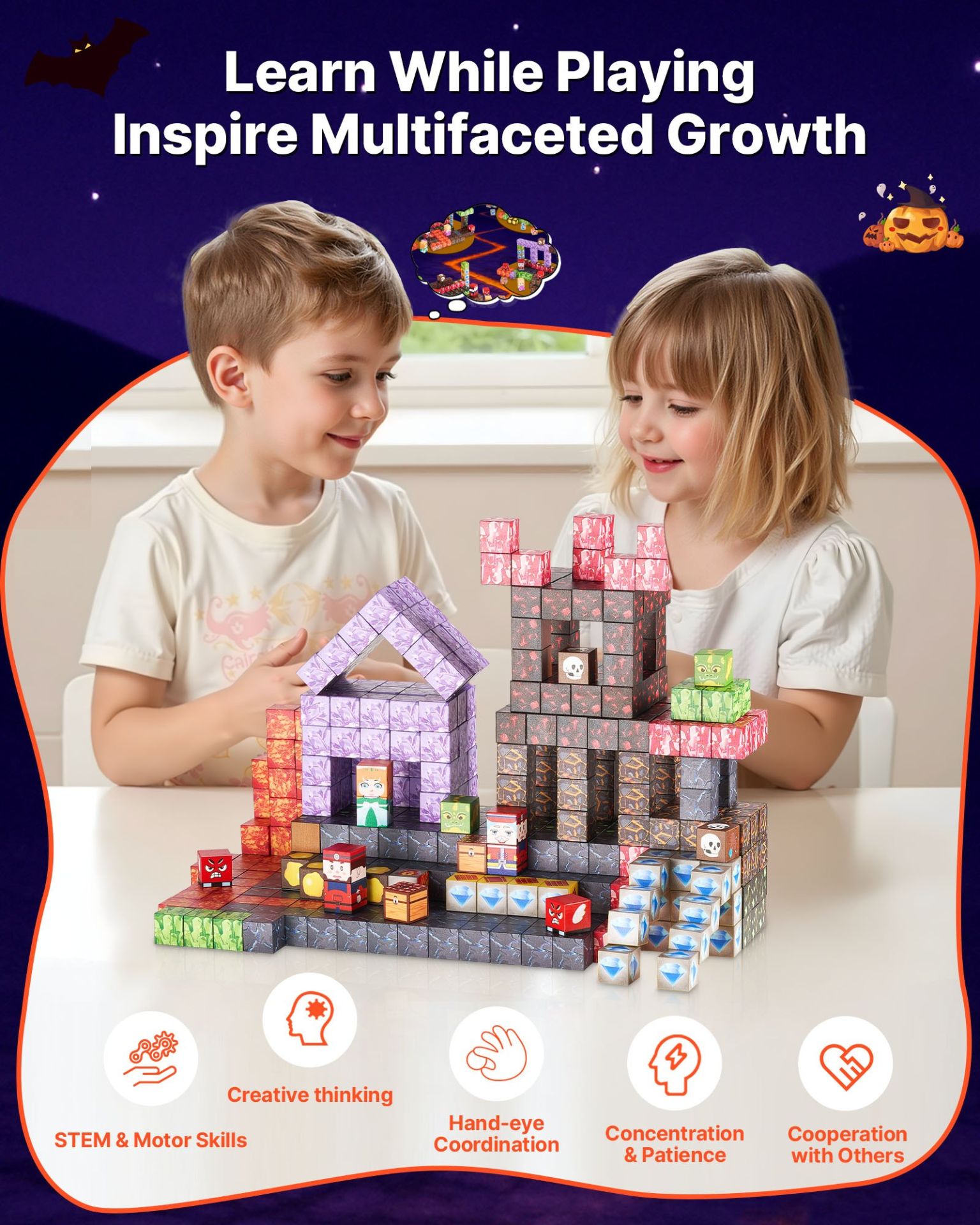 ShadowCastle™ 150-Piece Magnetic Building Blocks Set – STEM Montessori Construction Toy for Kids