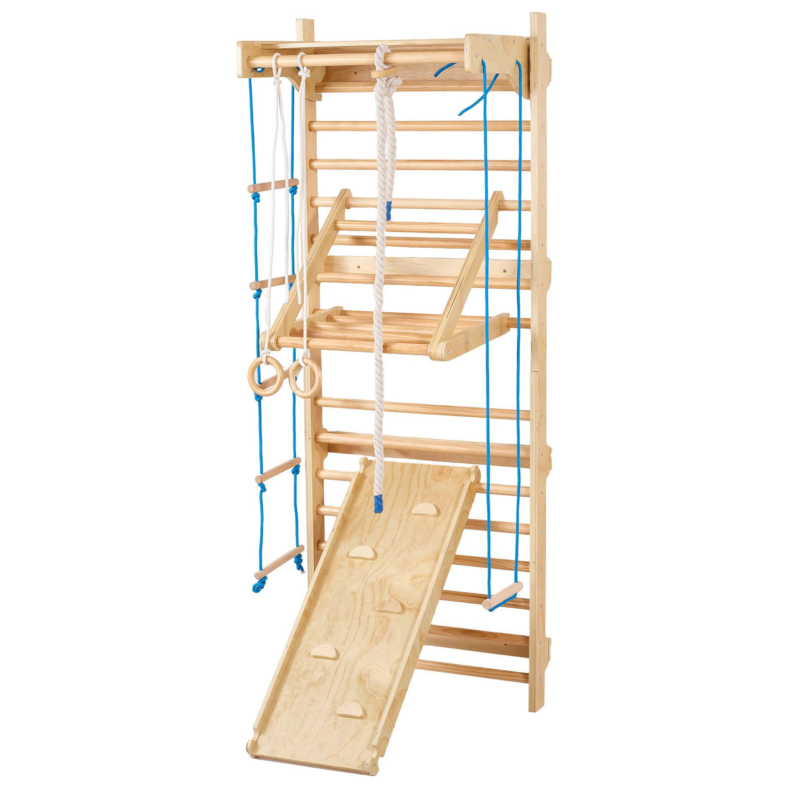 Swedish Wall Gym Climbing Set – 8-in-1 Wooden Jungle Gym for Kids Indoor Play