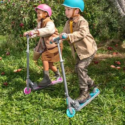 Leo Folding Kick Scooter - Vibrant Pink with Light-Up Wheels, Adjustable Handlebar & Easy Folding Design for Kids 5+