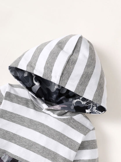 Children's Striped Hooded Bodysuit and Camouflage Pants Set - The Little Big Store