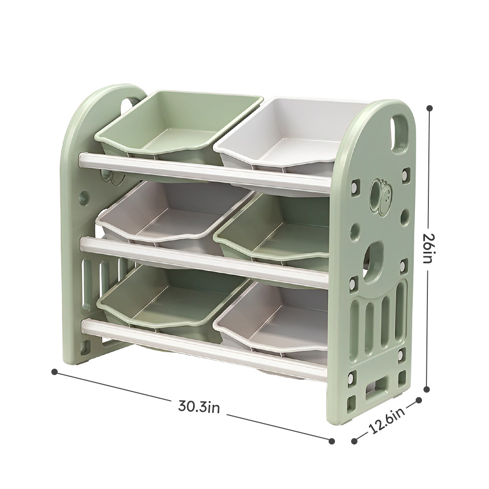 TheLittleBigStore TidyNest™ Kids Toy Storage Organizer – 6-Bin Multi-Functional Storage Cabinet for Playroom & Bedroom (Green)