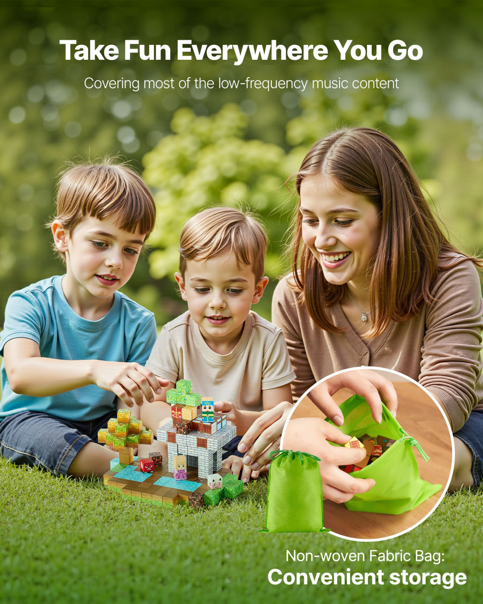 VEVOR Magnetic Blocks, 150 PCS Forest Castle Set, Magnetic Building Cubes for Kids, STEM Montessori Sensory Toys for Christmas Birthday Gift, Construction Stacking Toy for 3+ Years Old Boys & Girls