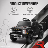 Experience Thrilling Adventures with the Licensed Ford F 150 Raptor 12V Ride-On Car - Bluetooth, LED Lights, and Remote Control for Kids Ages 3-6!