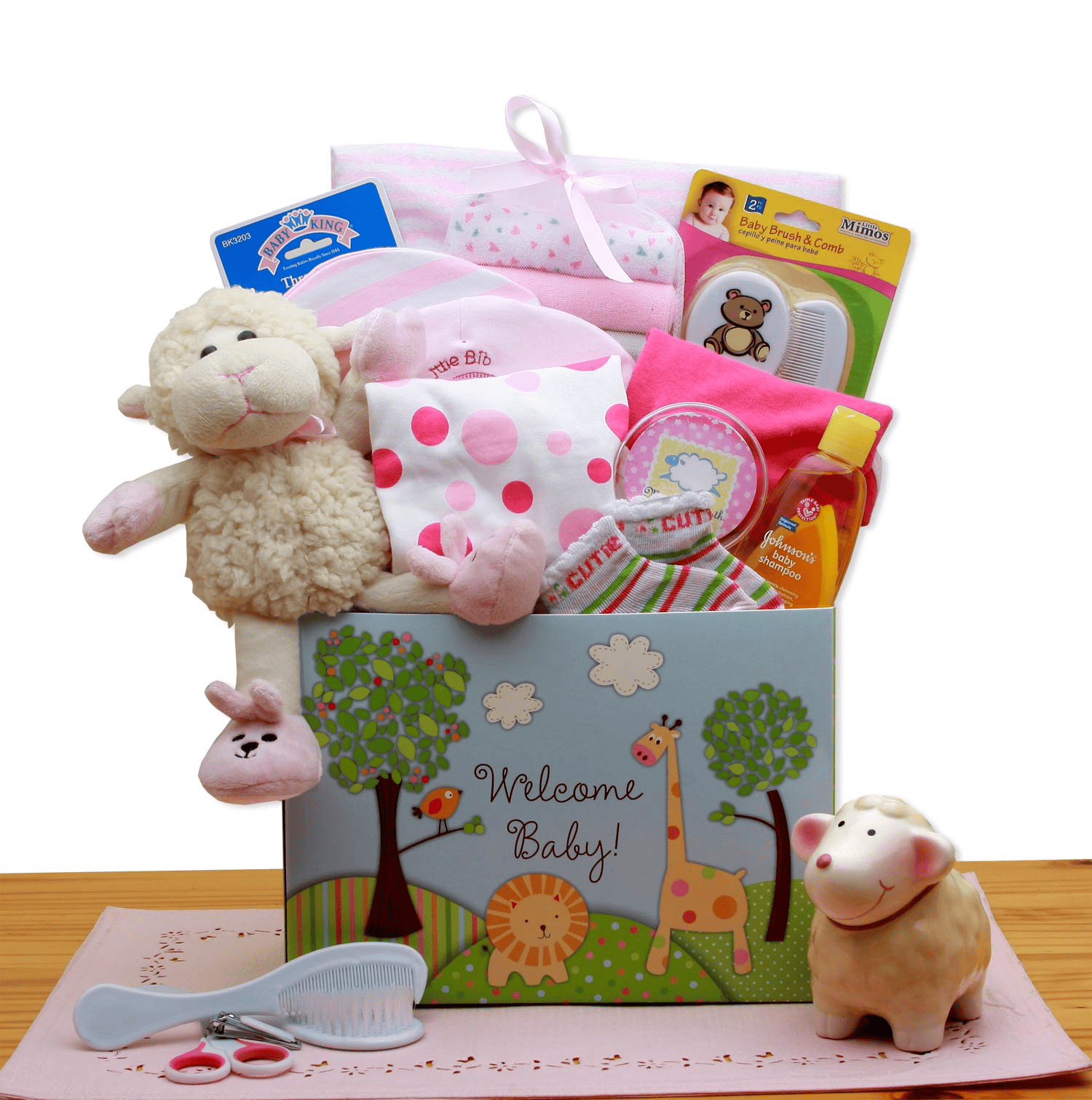 Welcome New Baby Gift Box - Pink - baby bath set - baby girl gifts - new baby gift basket - baby gift baskets - baby shower gifts - The Little Big Store