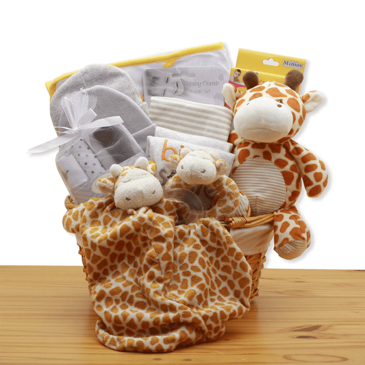 Jungle Safari New Baby Gift Basket - Yellow - baby bath set - new baby gift basket - baby gift baskets - baby shower gifts - The Little Big Store