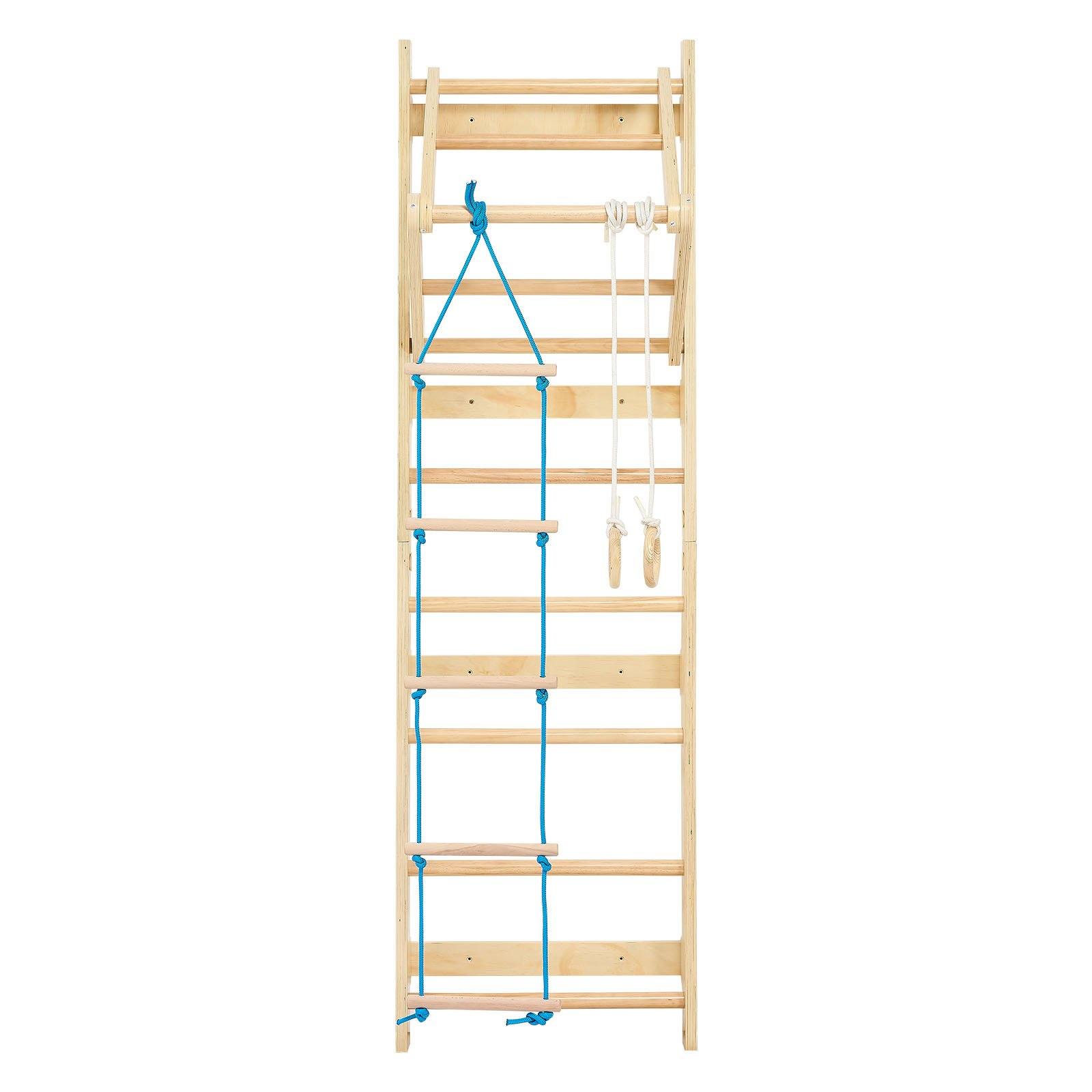 Wooden Swedish Wall Gym Climbing Set – 4-in-1 Indoor Jungle Gym for Kids