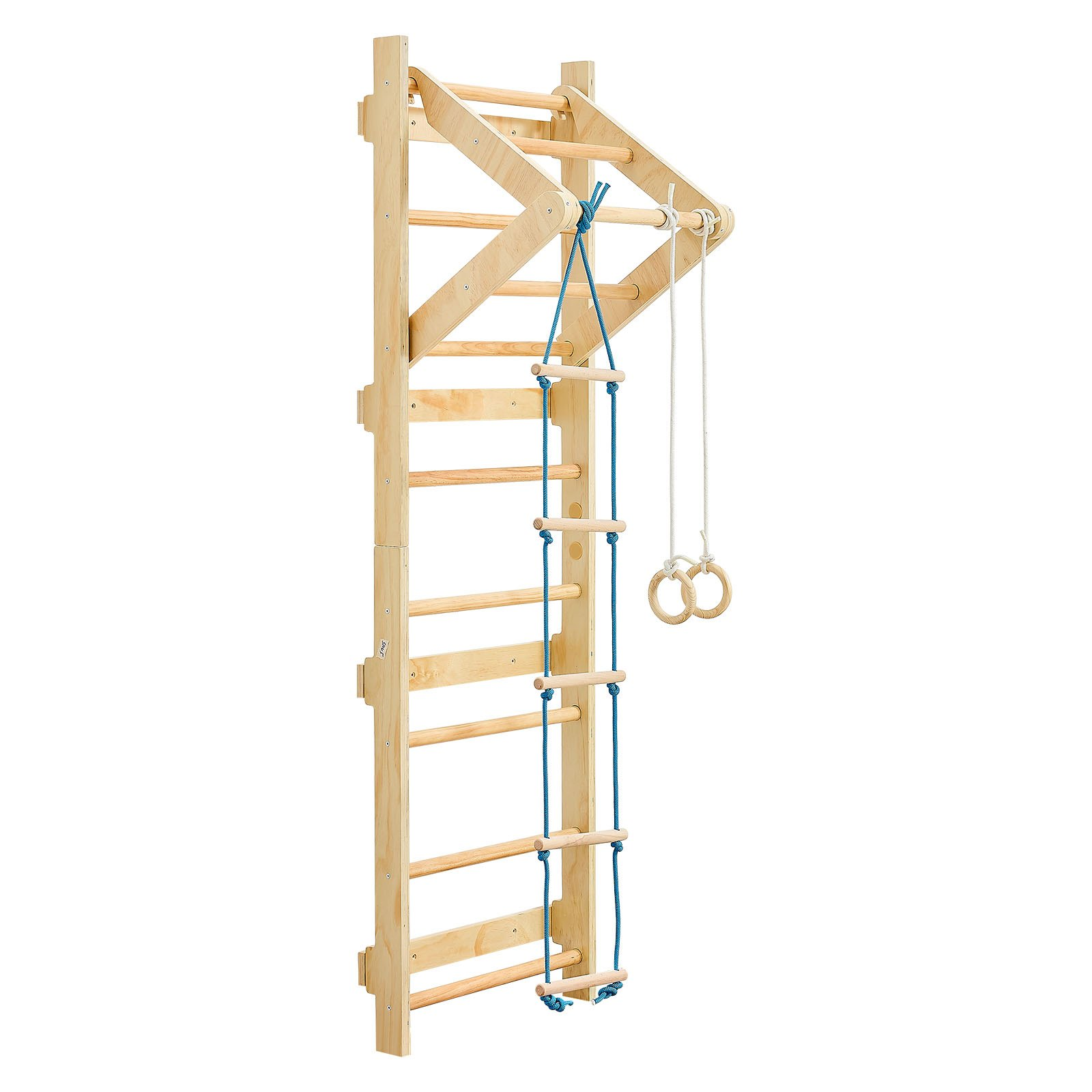 Wooden Swedish Wall Gym Climbing Set – 4-in-1 Indoor Jungle Gym for Kids