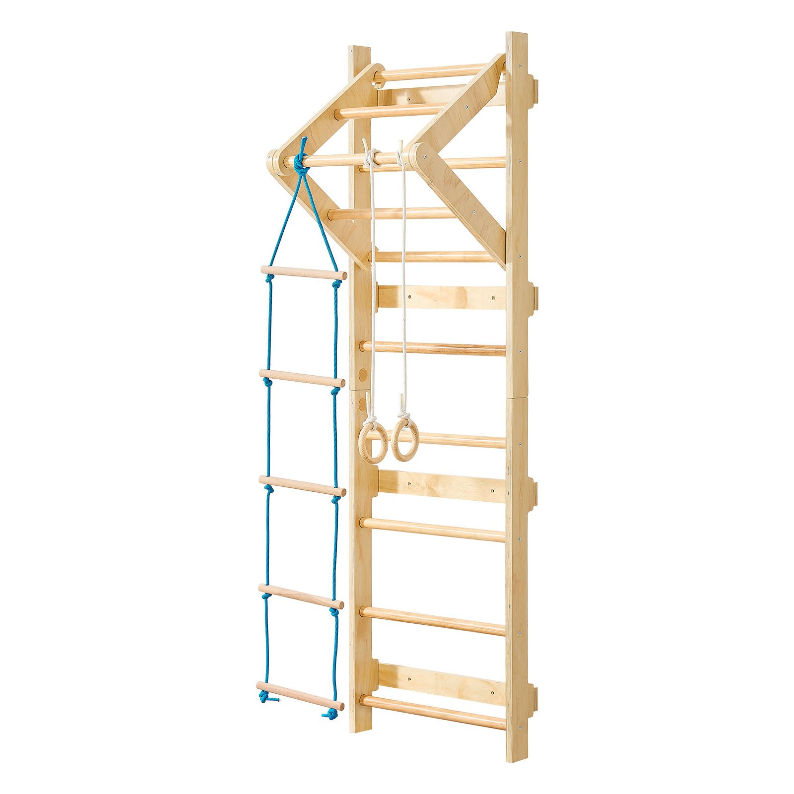 Wooden Swedish Wall Gym Climbing Set – 4-in-1 Indoor Jungle Gym for Kids