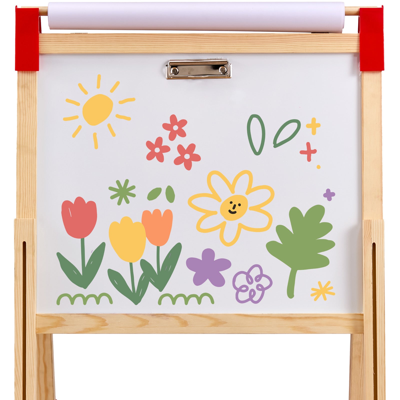 3-in-1 Kids Art Easel Double-Sided Wooden Magnetic Whiteboard Chalkboard