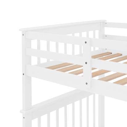 Stairway Twin-Over-Twin Bunk Bed with Storage and Guard Rail for Bedroom, Dorm, White color(OLD SKU :LP000109AAK) - The Little Big Store