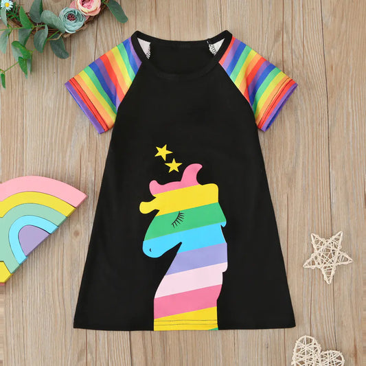 🎨 ColorPop™ Letter Print Princess Dress for Girls 🌈