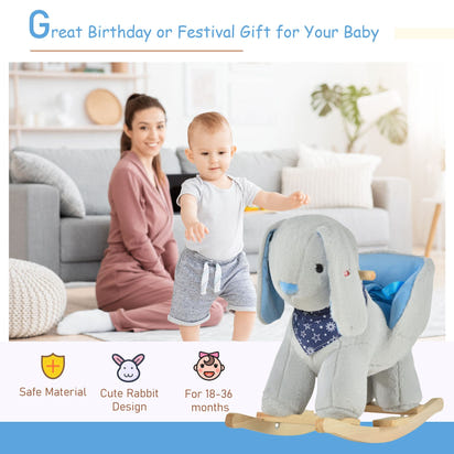 Kids Ride-On Rocking Horse Toy Bunny Rocker with Fun Play Music & Soft Plush Fabric for Children 18-36 Months - The Little Big Store