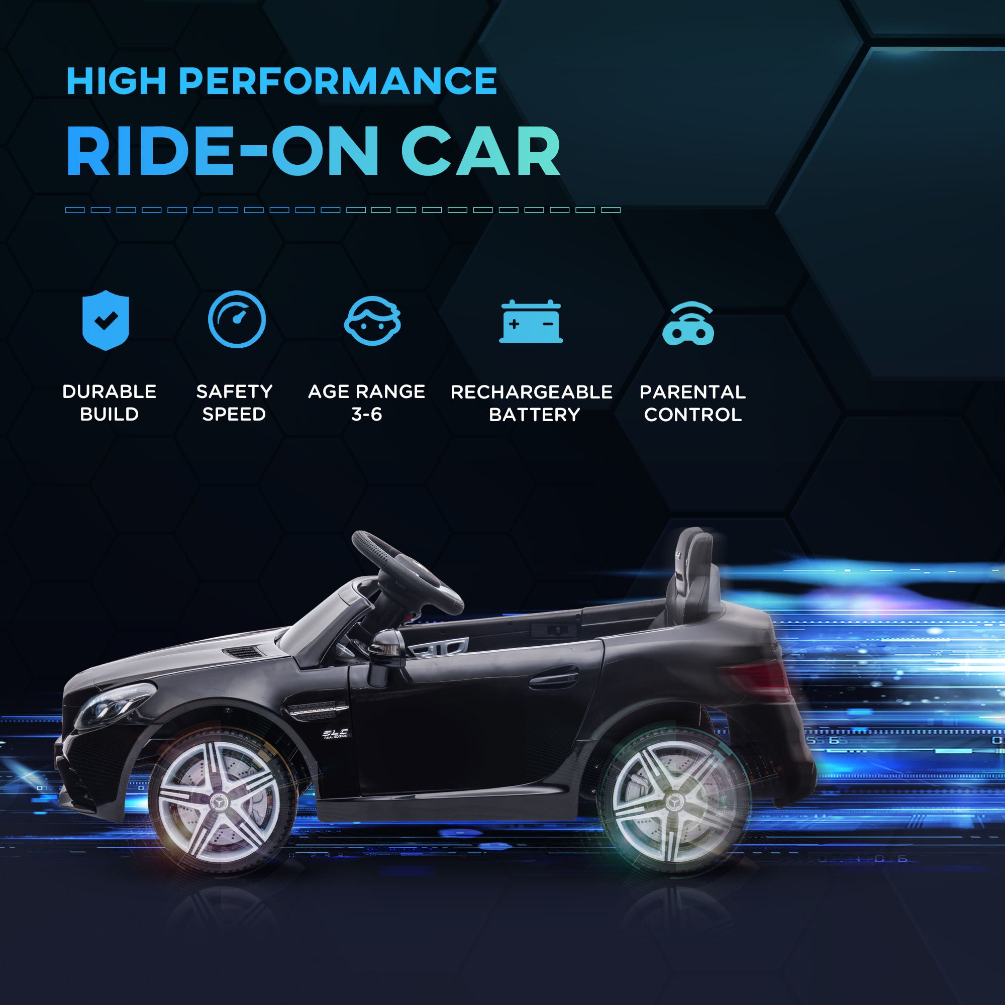 Mercedes SLC 300 Ride-On Car for Kids – Licensed Electric Battery Powered Toy with Remote Control