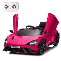 12V Licensed Mclaren 765LT Kids Ride on Toy,Electric Vehicle for Toddler Age 3+,Battery Powered Ride on Car with Hydraulic Doors