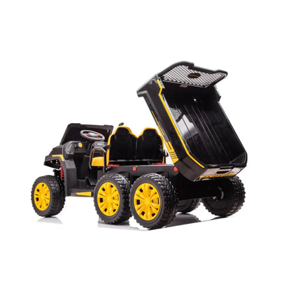 🚜 Freddo Titan™ 24V 6-Wheeler Tractor Trailer – 2-Seater Ride-On with Dump Cart & Parental Remote