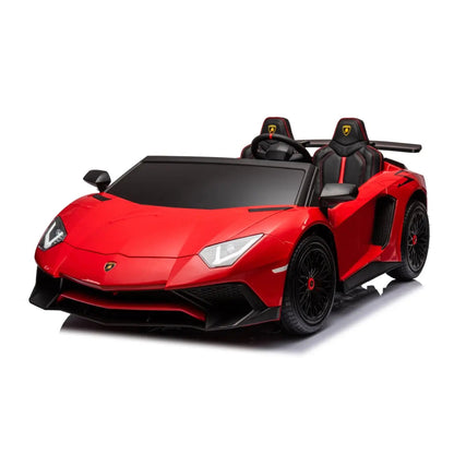 🏁 24V Lamborghini Aventador 2-Seater Ride-On Car – Black | Dual Brushless Motors, Differential Drive, LED Lights, MP3, Remote Control for Kids Ages 3–8 🏎️⚡🎧