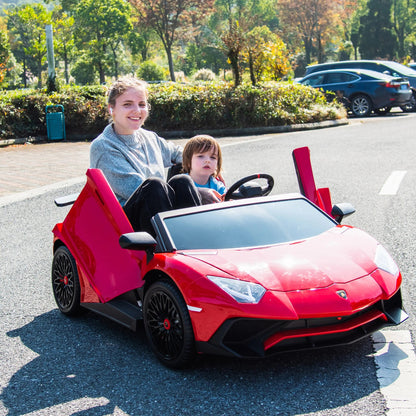 🏁 24V Lamborghini Aventador 2-Seater Ride-On Car – Black | Dual Brushless Motors, Differential Drive, LED Lights, MP3, Remote Control for Kids Ages 3–8 🏎️⚡🎧