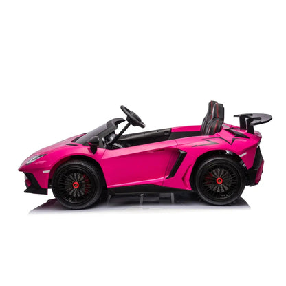 🏁 24V Lamborghini Aventador 2-Seater Ride-On Car – Black | Dual Brushless Motors, Differential Drive, LED Lights, MP3, Remote Control for Kids Ages 3–8 🏎️⚡🎧