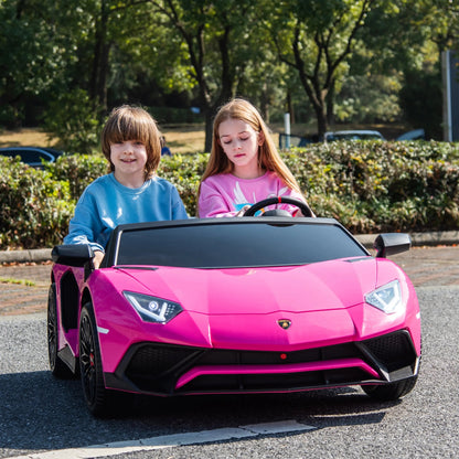 🏁 24V Lamborghini Aventador 2-Seater Ride-On Car – Black | Dual Brushless Motors, Differential Drive, LED Lights, MP3, Remote Control for Kids Ages 3–8 🏎️⚡🎧
