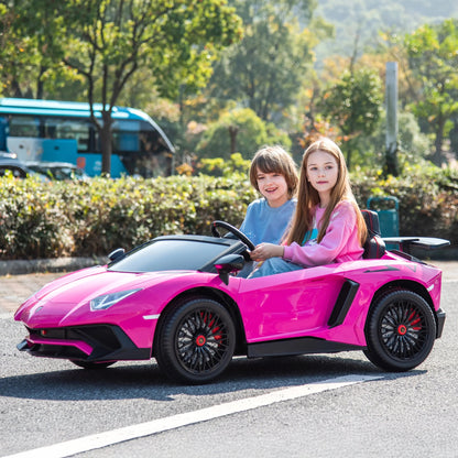 🏁 24V Lamborghini Aventador 2-Seater Ride-On Car – Black | Dual Brushless Motors, Differential Drive, LED Lights, MP3, Remote Control for Kids Ages 3–8 🏎️⚡🎧