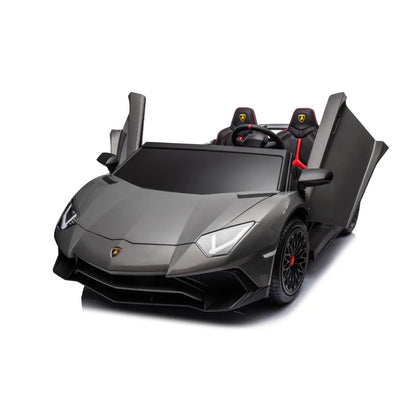 🏁 24V Lamborghini Aventador 2-Seater Ride-On Car – Black | Dual Brushless Motors, Differential Drive, LED Lights, MP3, Remote Control for Kids Ages 3–8 🏎️⚡🎧