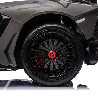 🏁 24V Lamborghini Aventador 2-Seater Ride-On Car – Black | Dual Brushless Motors, Differential Drive, LED Lights, MP3, Remote Control for Kids Ages 3–8 🏎️⚡🎧